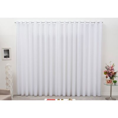 Cortina 3,00x2,50 Sala Quarto Cozinha Voil Blackout Tecido Xadrez Branco
