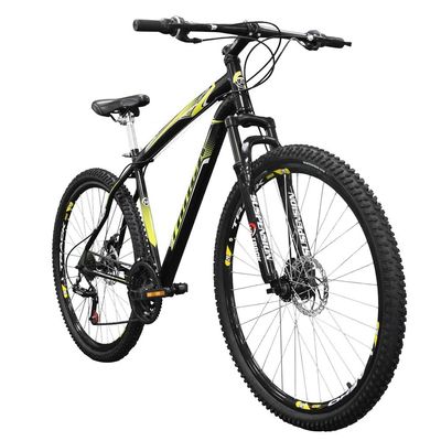 Bicicleta Aro 29 Track TB Niner P com 21 Marchas e Suspensão Dianteira - Preta/Amarelo