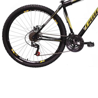 Bicicleta Aro 29 Track TB Niner P com 21 Marchas e Suspensão Dianteira - Preta/Amarelo