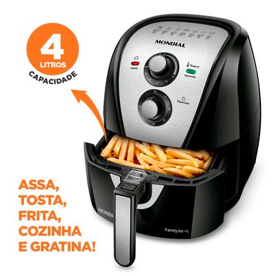 Fritadeira Elétrica Air Fryer Mondial AFN-40-BI 4L Inox/Preta - 220V UNICA