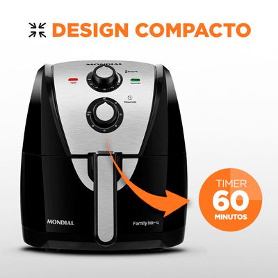Fritadeira Elétrica Air Fryer Mondial AFN-40-BI 4L Inox/Preta - 220V UNICA
