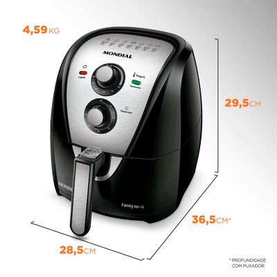 Fritadeira Elétrica Air Fryer Mondial AFN-40-BI 4L Inox/Preta - 220V UNICA