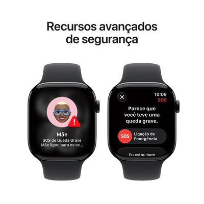 Apple Watch Series 11 GPS 46mm Preto Brilhante Pulseira M/G Esportiva Preta