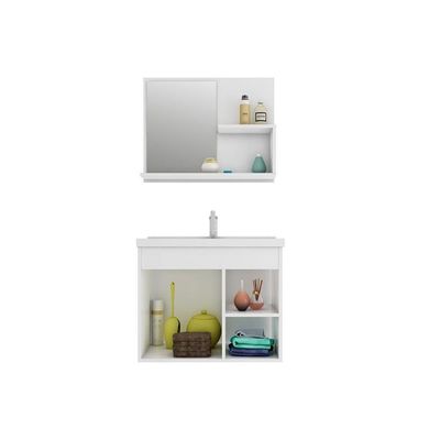 Conjunto Banheiro Isa c/Cuba + Espelho Amendoa/Branco MGM