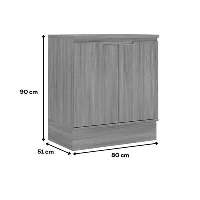 Balcão Cozinha Carraro Alma 2 Portas c/Tampo 80cm Cedro