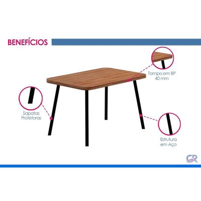 Mesa Sala Jantar Stellar 120cm+ 4 Cadeiras Lux Preto Carraro