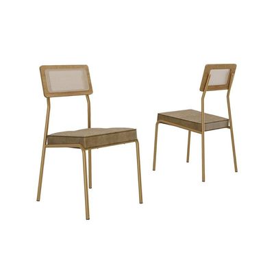 Cadeira Jantar Lux 1741 Aço 2 Un Dourado/Bamboo Carraro