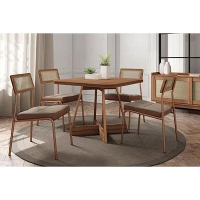 Cadeira Jantar Lux 1741 Aço 2 Un Dourado/Bamboo Carraro