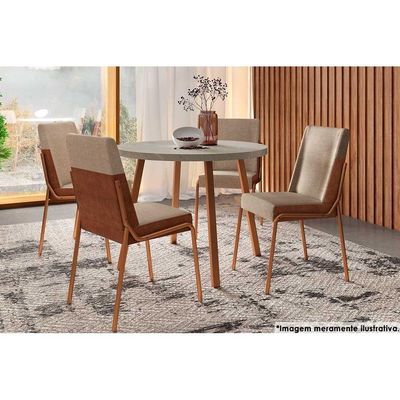 Mesa Jantar Stellar 1599 Madeirado/Aço 100cm Dourado Carraro
