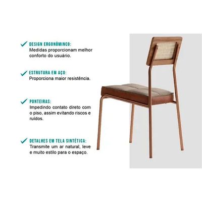 Cadeira Jantar Lux 1741 Aço 2 Un Dourado/Bamboo Carraro