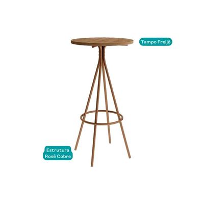 Mesa Jantar 1575 Madeirado/Aço 60cm Dourado/Noce Carraro
