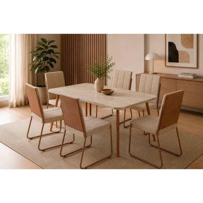 Mesa Sala Jantar Stellar 160cm+6 Cadeiras Nina Rose Carraro