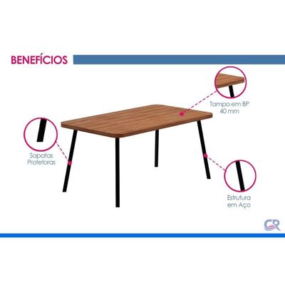 Mesa Sala Jantar Stellar 160cm+6 Cadeiras Nina Rose Carraro