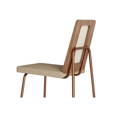 Cadeira Jantar Wood 1751 Aço 2 Un Dourado/Noce Carraro