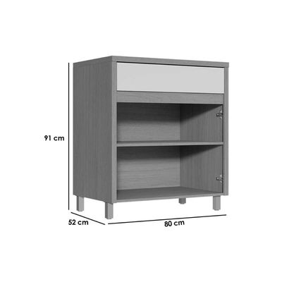 Balcão Cozinha Nesher Condessa 2Ptas 1Gav 80cm Titânio