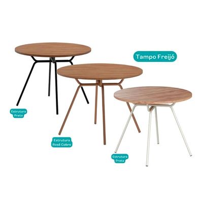 Mesa Jantar 1588 Madeirado/Aço 100cm Dourado/Noce Carraro
