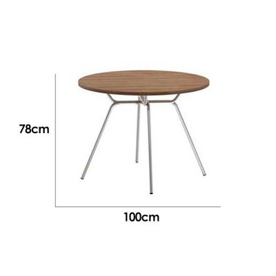 Mesa Jantar 1588 Madeirado/Aço 100cm Dourado/Noce Carraro