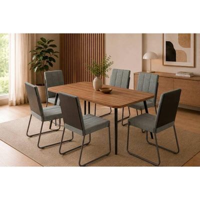 Mesa Sala Jantar Stellar 160cm+6 Cadeiras Nina Preto Carraro