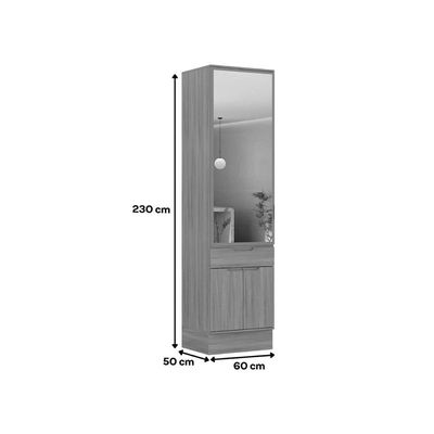 Paneleiro Cozinha Carraro Alma 3Ptas 1Gav c/Vidro 60cm Cedro