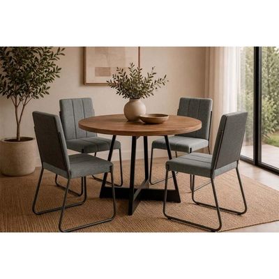 Mesa Sala Jantar Átria 100cm + 4 Cadeiras Nina Preto Carraro