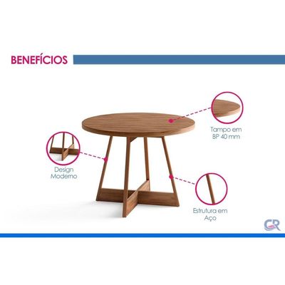 Mesa Sala Jantar Átria 100cm + 4 Cadeiras Nina Rose Carraro