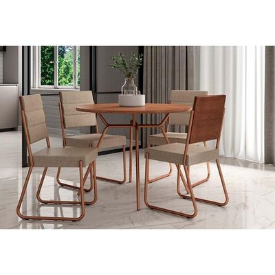 Mesa Jantar 1588 Madeirado/Aço 100cm Dourado/Noce Carraro