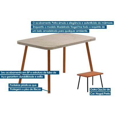 Mesa Jantar Stellar 1598 Madeirado/Aço 120cm Dourado Carraro