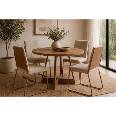 Mesa Sala Jantar Átria 100cm + 4 Cadeiras Nina Rose Carraro