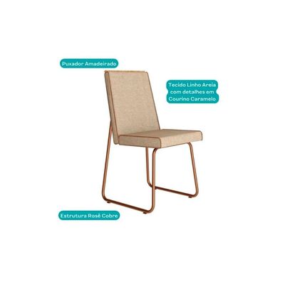 Cadeira Jantar Lira 1752 Aço 2 Un Dourado/Bamboo Carraro
