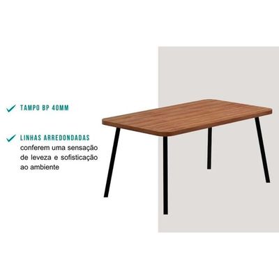 Mesa Jantar Stellar 1597 Madeirado/Aço 160cm Dourado Carraro