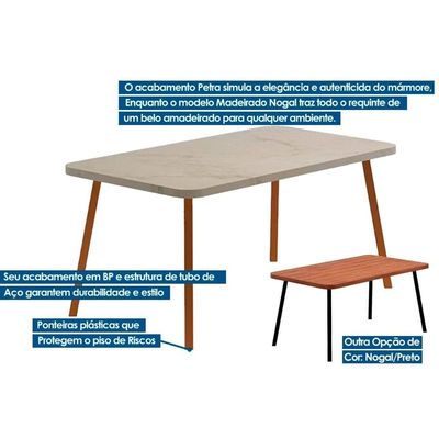 Mesa Jantar Stellar 1597 Madeirado/Aço 160cm Dourado Carraro