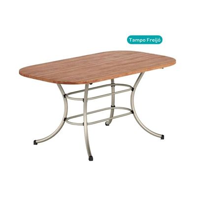 Mesa Jantar 1547 Madeirado/Aço 160cm Dourado/Noce Carraro