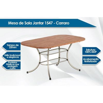 Mesa Jantar 1547 Madeirado/Aço 160cm Dourado/Noce Carraro