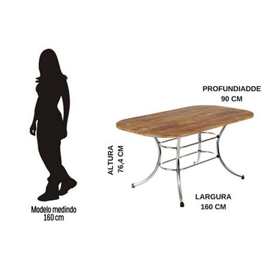 Mesa Jantar 1547 Madeirado/Aço 160cm Dourado/Noce Carraro