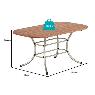 Mesa Jantar 1547 Madeirado/Aço 160cm Dourado/Noce Carraro