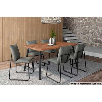 Mesa Jantar Stellar 1597 Madeirado/Aço 160cm Dourado Carraro