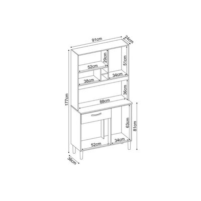 Cozinha Compacta Demóbile Malta 4 Portas 1Gav 91cm Off White