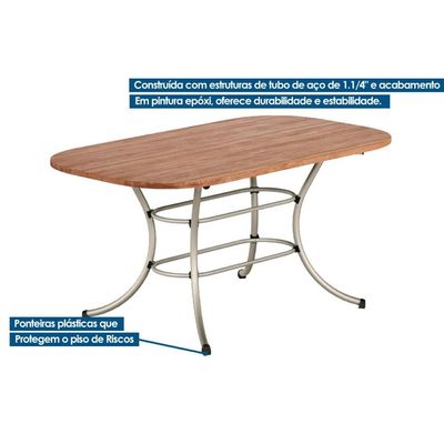 Mesa Jantar 1547 Madeirado/Aço 160cm Dourado/Noce Carraro