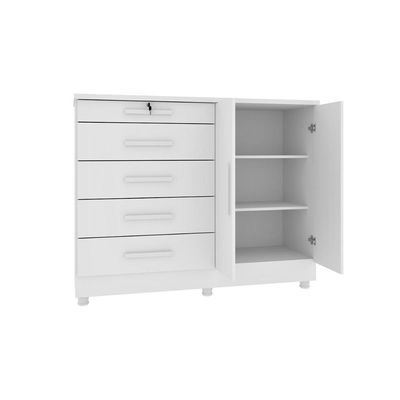 Cômoda Istambul c/2 Portas 5 Gavetas e Pés Off White Tcil