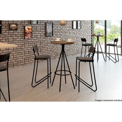 Mesa Jantar 1575 Madeirado/Aço 60cm Preto/Freijo Carraro