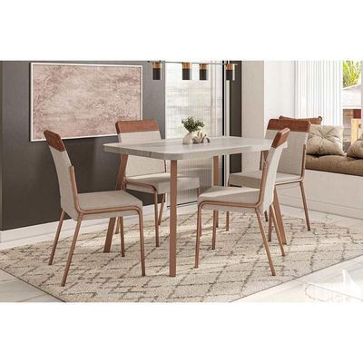 Mesa Sala Jantar Stellar 120cm+ 4 Cadeiras Duo Rose Carraro
