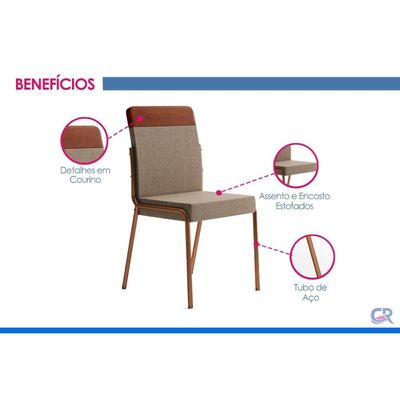 Mesa Sala Jantar Átria 160cm + 6 Cadeiras Duo Rose Carraro