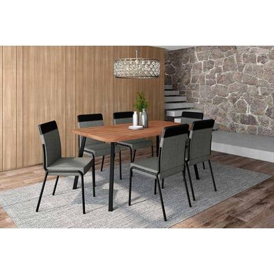 Mesa Sala Jantar Stellar 160cm+ 6 Cadeiras Duo Preto Carraro
