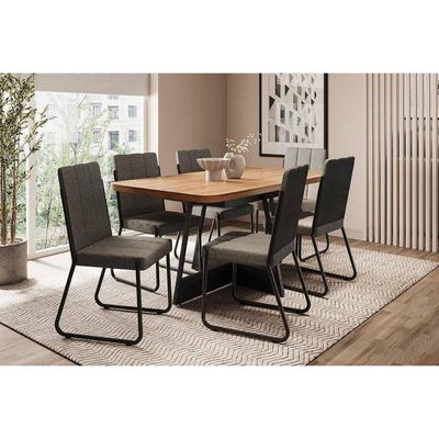 Mesa Sala Jantar Átria 160cm + 6 Cadeiras Nina Preto Carraro