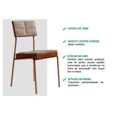 Cadeira Jantar Neo 1740 Aço 2 Un Dourado/Bamboo Carraro