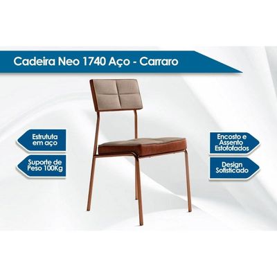 Cadeira Jantar Neo 1740 Aço 2 Un Dourado/Bamboo Carraro
