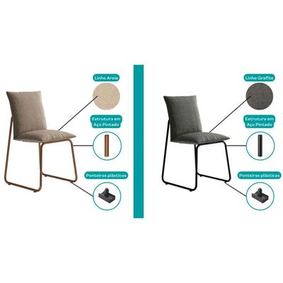 Cadeira Jantar Soft 1750 Aço 2 Un Dourado/Branco Carraro