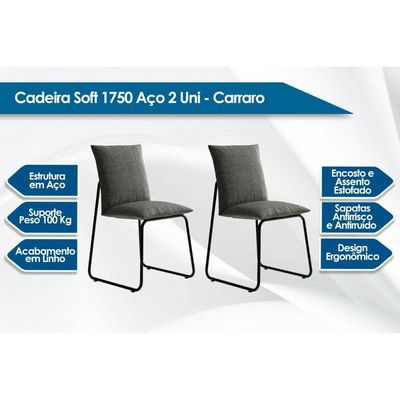 Cadeira Jantar Soft 1750 Aço 2 Un Dourado/Branco Carraro