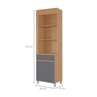 Paneleiro Realeza Premium 1 Porta 1 Gaveta Carvalho e Titânio