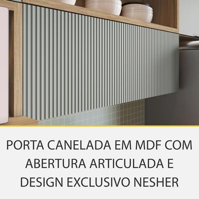 Cozinha Completa Rainha com Ilha 100% MDF 8 Portas 12 Gavetas Verde e Nature